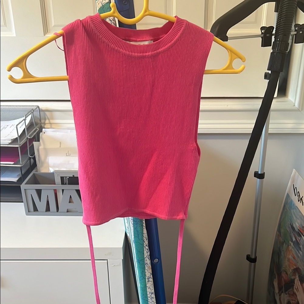 Zara Pink Crop Top Sleeveless Knit